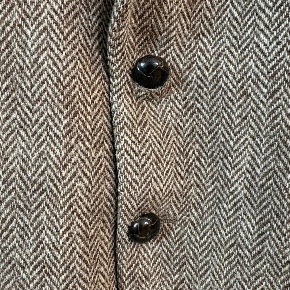 Vintage 70s Harris Tweed Blazer 44 Brown Herringbone Wool Sport Coat Heritage